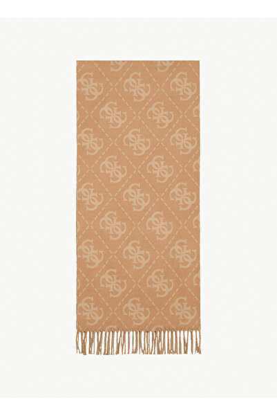 Guess Beyaz Kadın Atkı Logo Kadın Triko Atkı