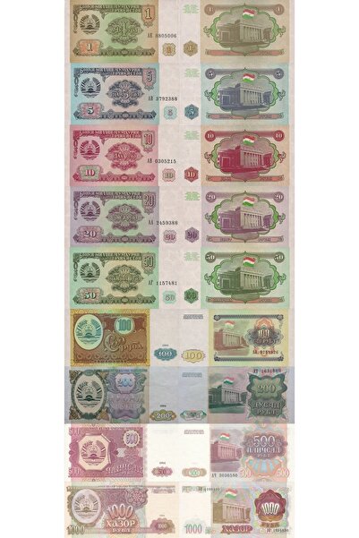 emir koleksiyon coin & paper collection Tacikistan 1000-500-200-100-50-20-10-...