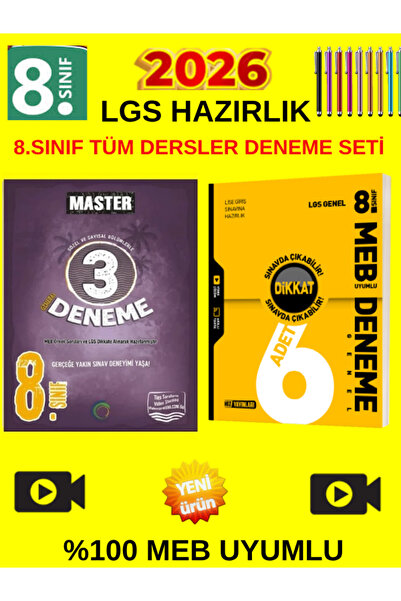 Okyanus Yayınları Okyanus Master 8.Sınıf LGS Tüm Ders 3 Deneme+Hız LGS 8.Sını...