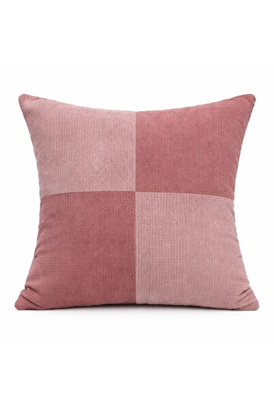 OEM Decorative Pillowcase, Textured Patchwork Pattern, Powder Pink - 45x45 cm