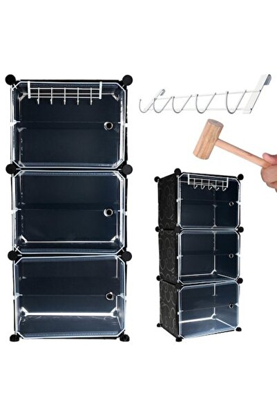 MAXY Shoe Rack with 6 Shelves, Metal + Plastic, for 12 Pairs