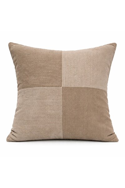 OEM Decorative Pillowcase, Textured Patchwork Pattern, Light Brown - 45x45 cm