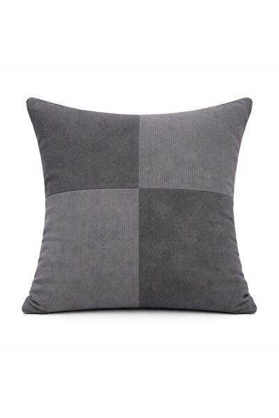 OEM Decorative Pillowcase, Textured Patchwork Pattern, Grey - 45x45 cm