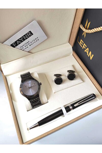 FAYNR ساعة رجالية فاخرة بتصميم فاخر مع طقم إكسسوارات متكامل