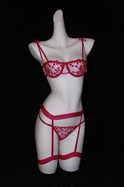 JInsh 3 Pcs Lace Embroidered Women's Mesh Lingerie Dress Sexy Underwear Set F...