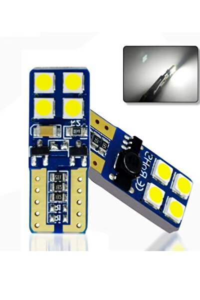 MeyZone 8 Led T10 Dipsiz W5w Canbus 8 Ledli Beyaz Park Plaka Ampul 2 Adet