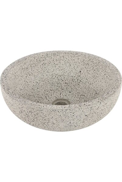 MARBA Lavoar rotund din terrazzo, montaj pe blat Ø 40 cm, Negru/Alb