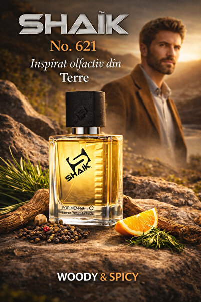 Shaik Men's Eau de Parfum No. 621 – Woody & Spicy, Terre Inspired, Long-lasting