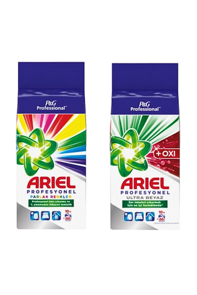 Ariel Set Professional 2 Saci Detergent Pudră, Rufe Albe și Colorate, Pete Di...