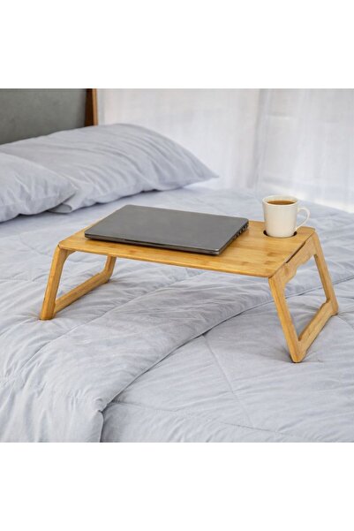 BED Foldable Bamboo Laptop Table with Cup Holder – 46 x 29.5 x 23 cm