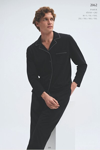 Pijadore Cotton Long Sleeve Front Buttoned Men's Pajamas Set Wide Size