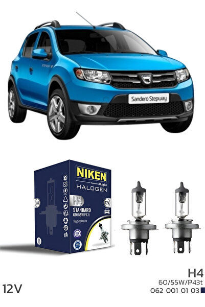Sosyal Çarşı DACİA SANDERO 2012-2016 UZUN+KISA FAR AMPULÜ H4 HALOJEN AMPUL 12...