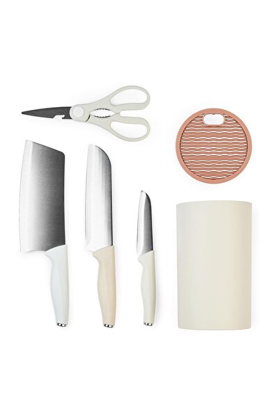 Onuvio Kitchen Knife Set, 5 Pieces for Daily Use, Scissors, Chef, Peeling, Co...