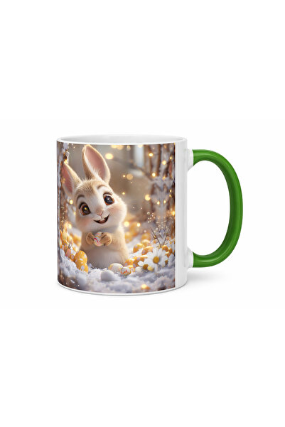 Green Print Easter Bunny Mug with 3D Effect