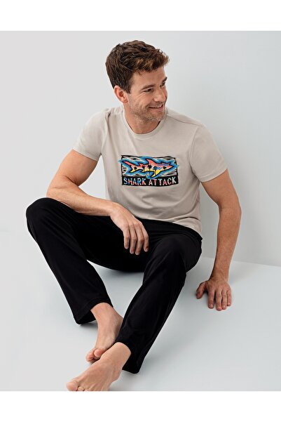 Arnetta Cotton Short-Sleeved Men's Pajama Set Shark