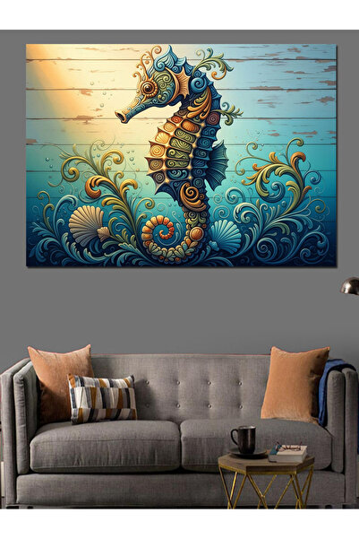 Artmeg Антична фигура на морско конче, декоративно платно върху дърво - Карти...