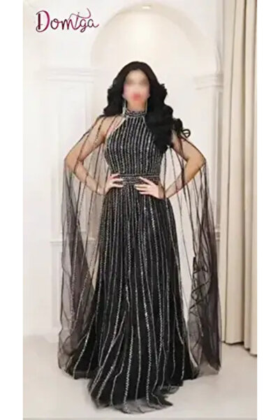 domiga Evening Dress Tulle Embroidered with Lace and Soft Sequins