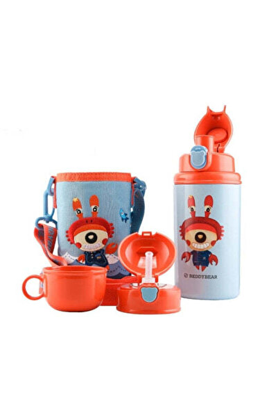 Beddybear Termos pentru copii cu husă, pai și cană, BeddyBear, Crab, 580 ml, ...