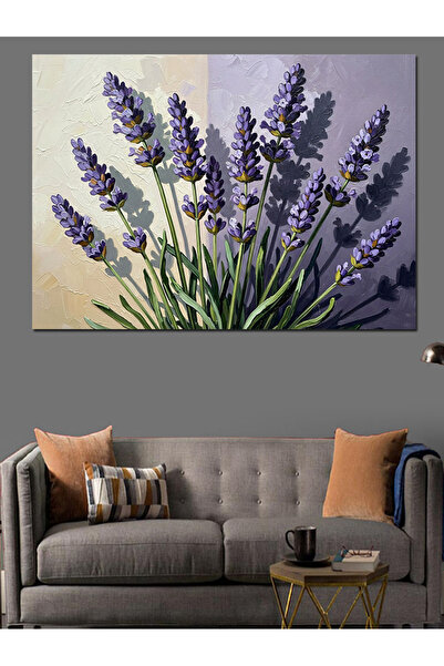 Artmeg Mor Lavanta Çiçekleri Buketi Tablosu Dekoratif Kanvas - Mdf Ahşap Tablo