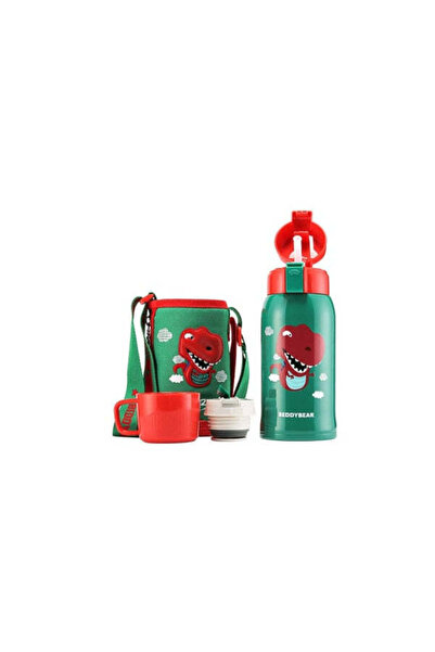 Beddybear Termos pentru copii cu husă, pai și cană, BeddyBear, Dinozaur, 600 ...