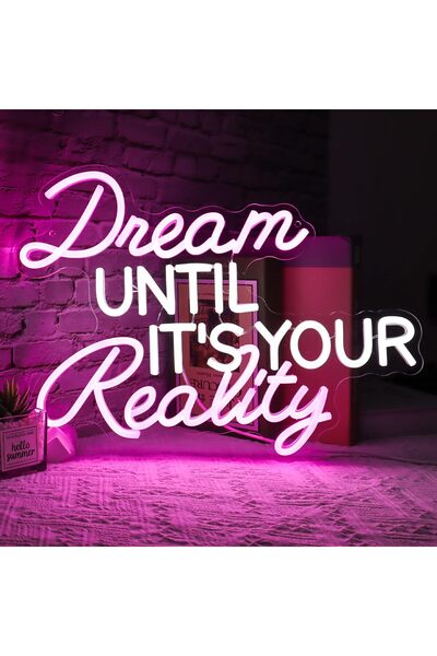 Slasa Dream Reality Neon Sign Quote Wall Decor Light 32x43 with 6 mm Acrylic ...