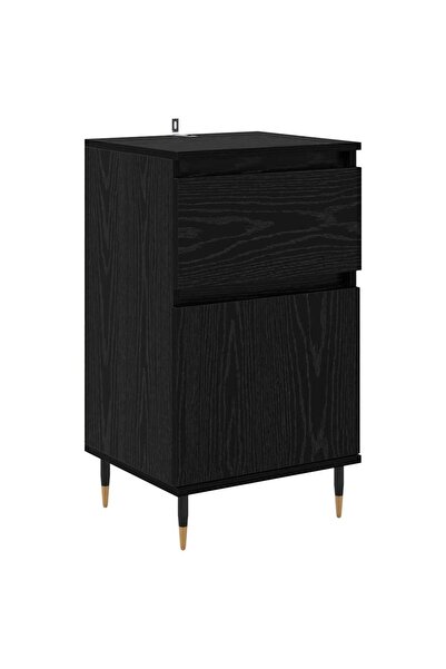 vidaxl Bufet Stejar Negru 40 x 35 x 70 cm Lemn Ingineresc și Fier