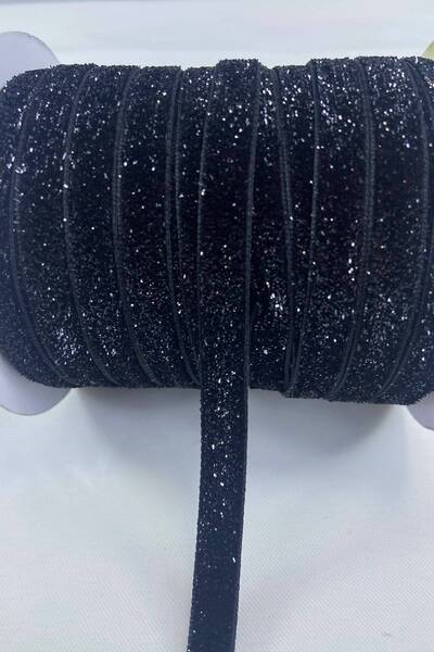 Hobigram Μαύρη βελούδινη κορδέλα με γκλίτερ για διακόσμηση και συσκευασία, 1 ...