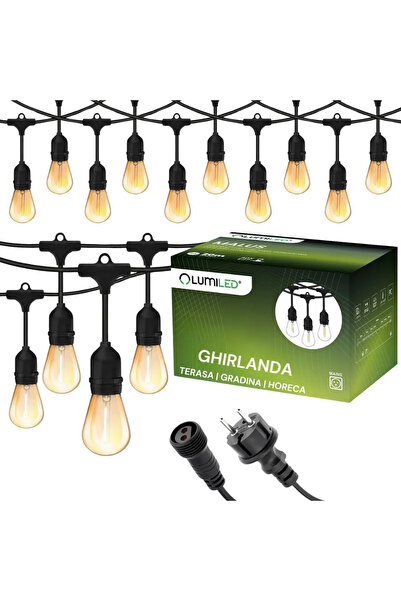 Smart Ghirlandă LED profesională de 20M cu 40 de becuri LED E27 incluse, IP65...