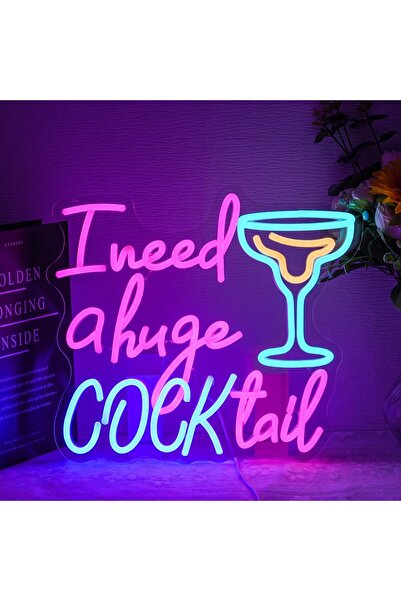 Slasa Cocktail Neon Sign Bar Wall Decor 32x36 with 6 mm Acrylic Base
