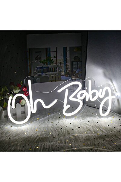 Slasa Oh Baby Neon Sign Nursery Wall Decor Light for Baby Shower Party Setup ...