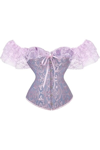 OEM Floral Sexy Corset with Ribbon for Women, Purple, Size S