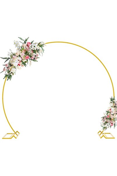 OEM Round Metal Arch, Golden, 2m Diameter, for Wedding, Baptism, Party