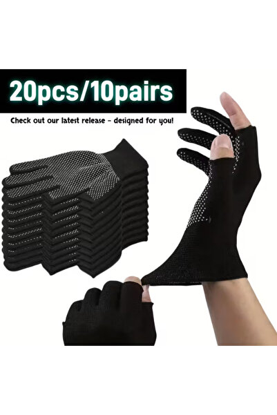 Generic Nylon Dot Grip Gloves - Black with White Dots
