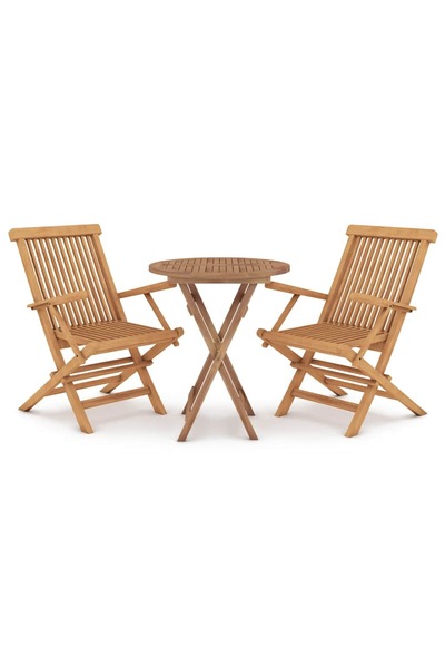 vidaxl Set mobilier grădină, 3 piese, lemn masiv de tec