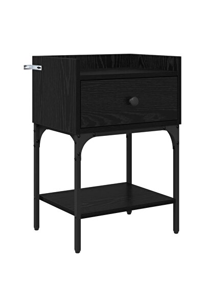 vidaxl Noptieră cu sertar Stejar Negru 40 x 29 x 60 cm Lemn compozit