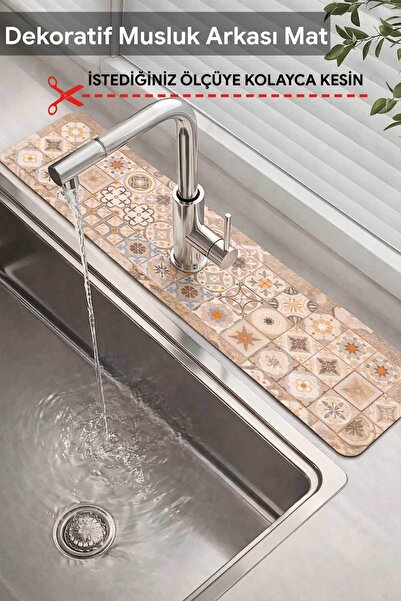 FixCaps Dekoratif Musluk Matı Lavabo Banyo Mutfak Tezgah Üstü Desenli Mat 14 ...