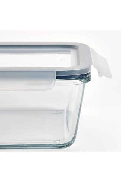 IKEA QUİCK 3'lü Cam Saklama Kabı Plastik Kapaklı Kare 15x15x6 Cm Sızdırmaz Kapaklı Contalı 600 ml