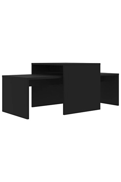 vidaxl Set măsuțe de cafea, negru, 100x48x40 cm, lemn prelucrat
