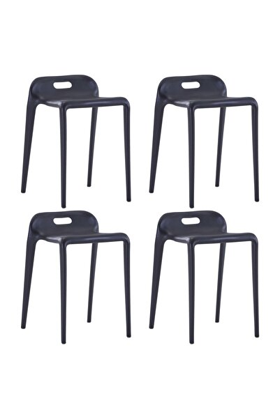 vidaxl Scaune stivuibile 4 buc., negru, plastic