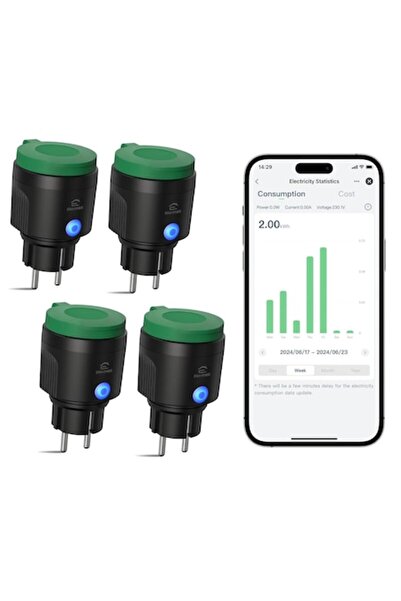 EIGHTREE Priză WiFi de exterior, impermeabilă IP44, inteligentă, cu temporiza...