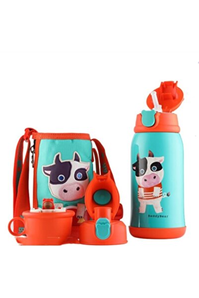 Beddybear Children's Thermos with Cover, Straw and Cup, BeddyBear, Cow, 630 m...