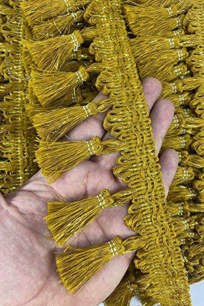 Hobigram شريط شراشيب مزين بالترتر باللون الأصفر الخردلي الداكن