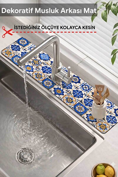 FixCaps Dekoratif Musluk Matı Lavabo Banyo Mutfak Tezgah Üstü Desenli Mat 14 ...