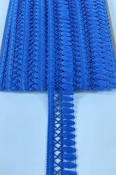 Hobigram Blue Cross Patterned High Quality Fringe Ribbon Tassel