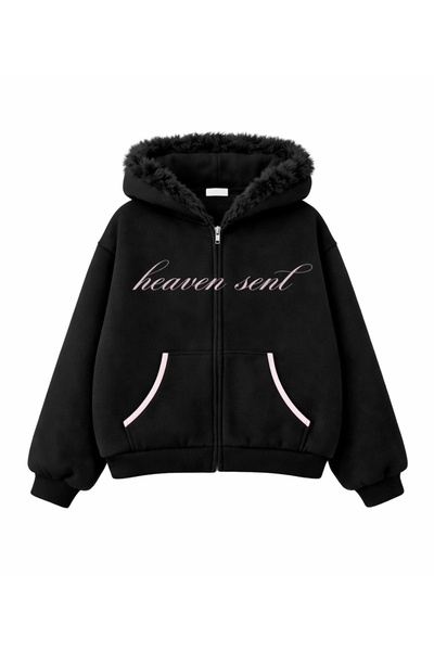 NO BRAND Siyah Kürklü Ceket