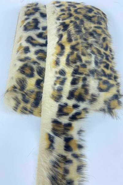 Hobigram Leopar Desenli Suni Kürk Yapay Peluş Şerit
