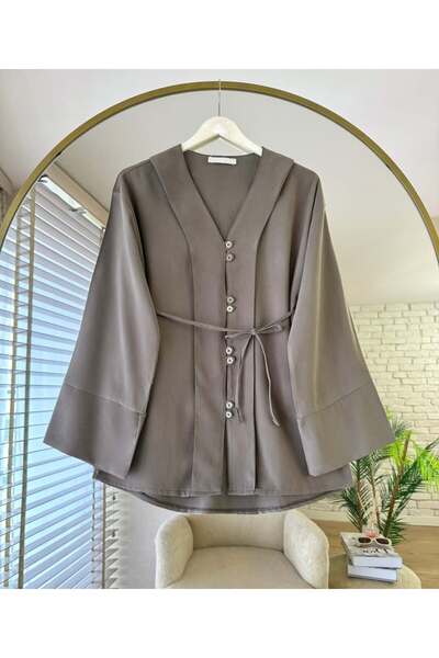 by nursel çiçek Women's Trend Premium Kuruvaze Collared Tencel Shirt