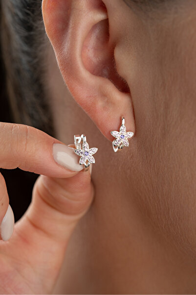 Silvano Jewelry 925 Ayar Gümüş Çiçekli Çocuk Küpesi