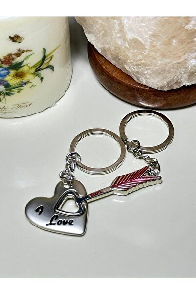 anahtarlık evreni Interlocking Metal Keychain with Love Theme Arrow & Heart D...