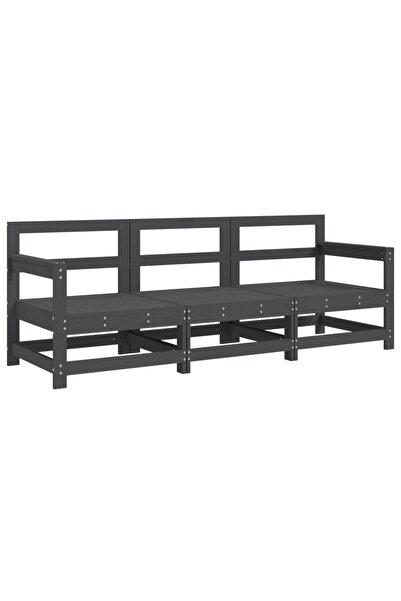 vidaxl Set mobilier de grădină, 3 piese, gri, lemn masiv de pin